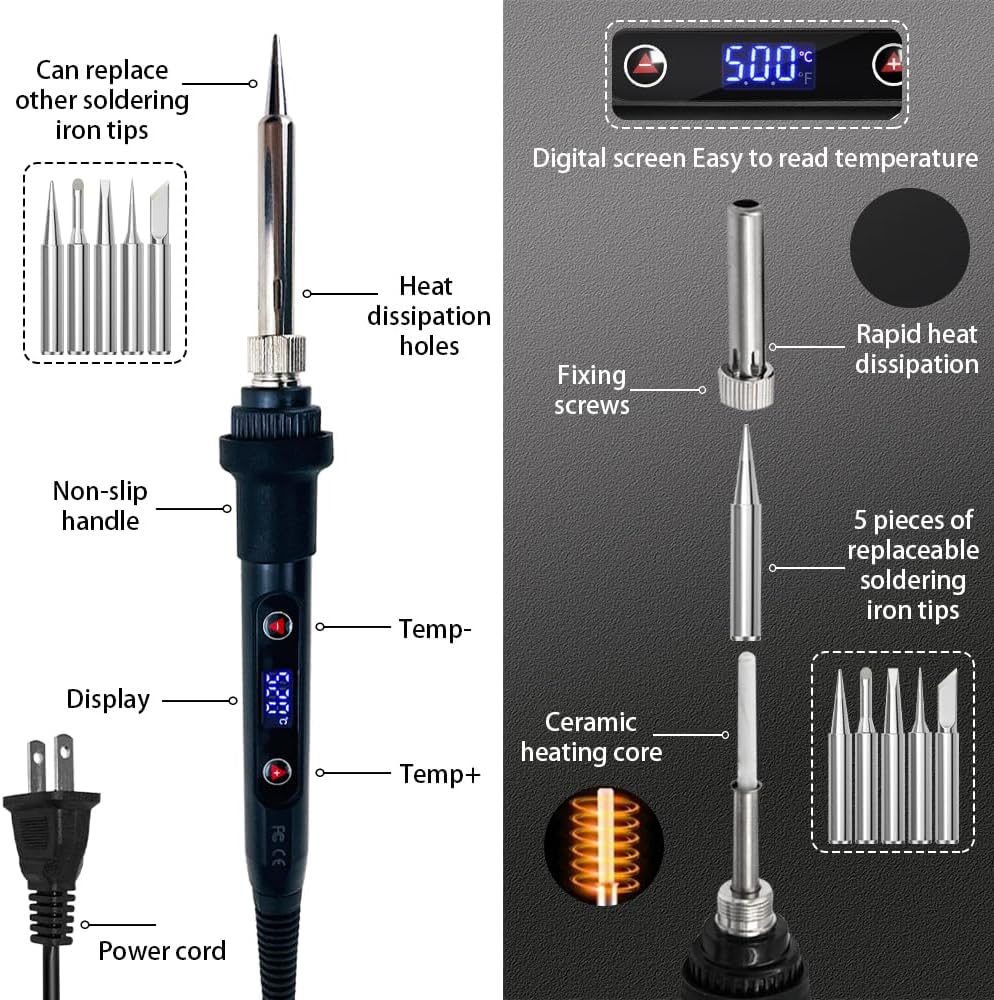 80W Soldering Iron Kit with LC - Electronics Repair Images avis et prix